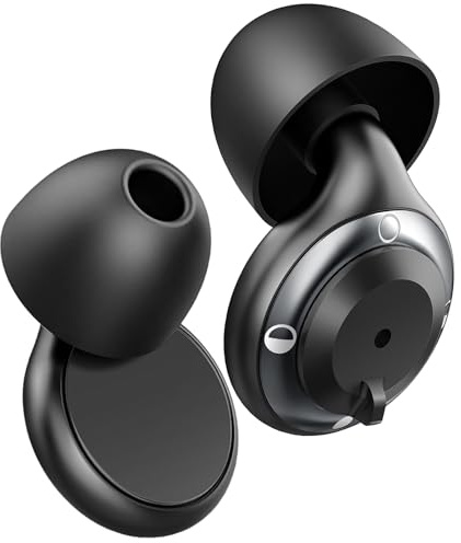 IDE11 Adjustable Ear Plugs - 3 Noise Cancelling Mode Earplugs for Sleep, Focus, Travel, Work, 17-35dB Silicone Reusable Noise Reduction Earplugs with 7 Ear Tips XS/S/M/L and Magnetic Carry Case