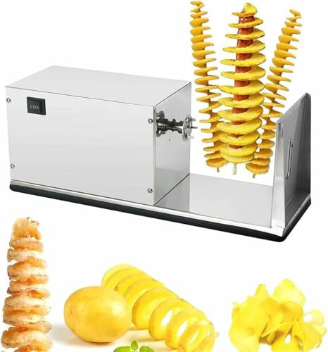 VYUJHNBG Tagliapatate Automatico a Spirale, Macchina per Patatine Fritte in Acciaio Inox, affettatrice elettrica a Spirale per Frutta, Patate, cetrioli o Carote