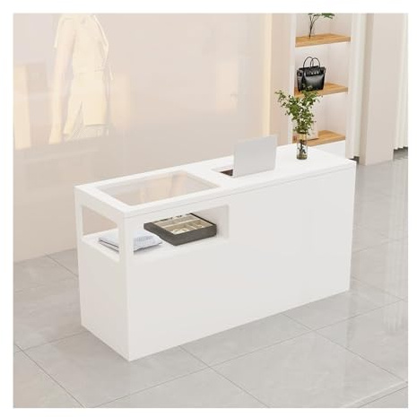 Große Empfangstheke，einfach moderner empfangstresen，Reception Counter Office Desk Counter Reception Table，luxuriös kleiner rezeptionstresen，+Vitrine aus gehärtetem Glas(C,L100*W50CM/L39.3*W19.6IN_R)