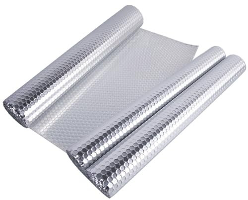 Aislante Térmico Reflexivo 10m x 0,6 m, Película Reflectante del Disipador de Calor, Lámina Aislante de Burbujas de Aluminio Reflectante para Paredes, Techo, Suelo, Furgonetas, Buhardillas, Garaje(0.6