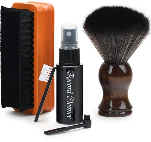 6-in-1 Vinyl Record Cleaning Kit | Vinyl Record Cleaner Kit – Includes 2in1 Velvet Microfiber Brush, Soft Antistatic Nano Fiber Brush, Cleaning Liquid, Duster & Stylus Brush, Storage Box, for Records
