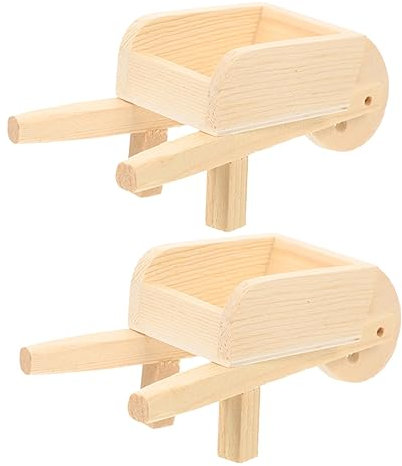 SUPVOX 2pièces Mini Brouette Bois pour Maison De Poupée Lot de Mini Brouettes De Chariot Bois Miniature pour Maison De Poupée