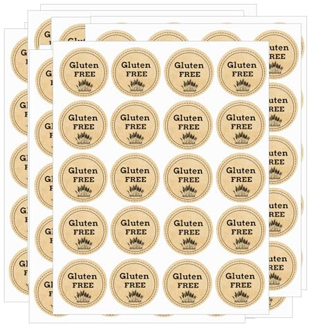 Lot de 200 autocollants en papier kraft sans gluten pour sensibilisation aux allergies 2,5 cm Autocollants d'avertissement sans gluten pour sacs à pain et bocaux d'emballage alimentaire