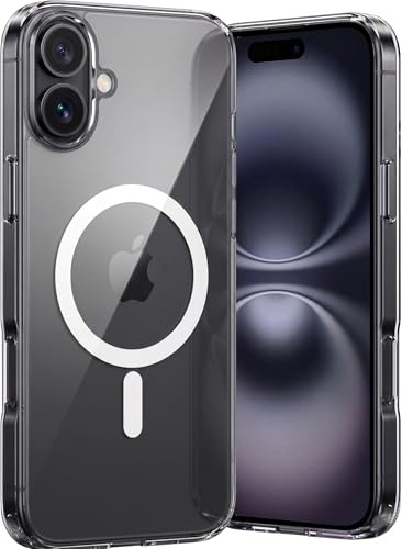 Oprimio Magnetiskt fodral för iPhone 16 – transparent mobilskal, stark magnet, reptålig PC-baksida – kompatibelt med MagSafe tillbehör