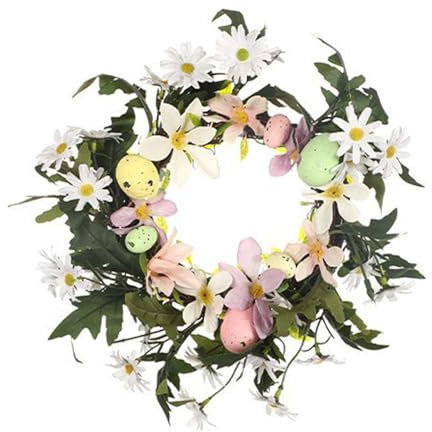 Couronne de fleurs artificielles faite à la main avec fleurs sauvages et baies artificielles, décoration saisonnière pour la maison et la fête