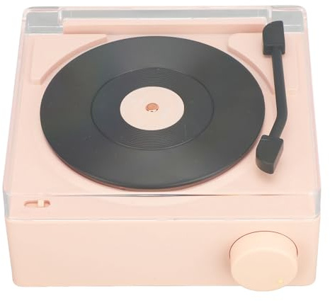 Tocadiscos 5.0, Tocadiscos Clásico Vintage Profesional, Reloj Despertador, Batería de Larga Duración para Portátiles para Teléfonos (Rosado Polvoriento)