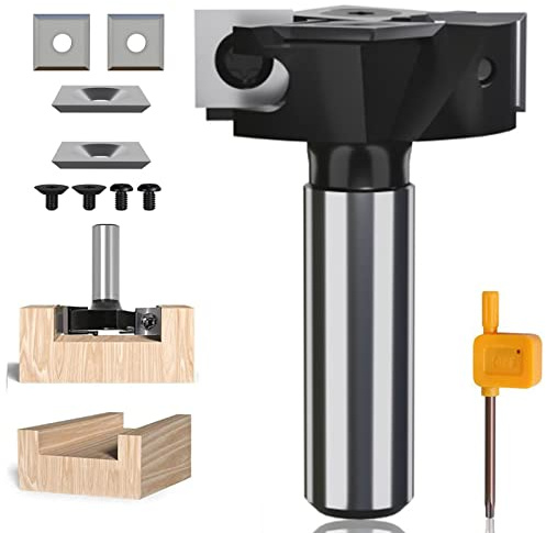 Router Bits for Wood Planing, 2+2 Knife Design, Slab Flattening & Rabbeting Flycutter with Indexable Carbide Cutter, 8mm