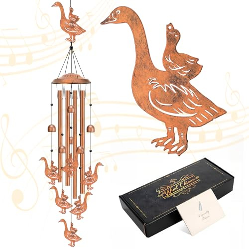 Xialvyu Metall Gans Windspiel, Gans Windspiel Garten, Gartendeko für Draußen, Hof, Terrasse und Verandas, für Frauen Männer Gedenkgeschenk