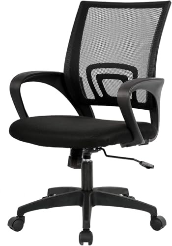 BestOffice Ergonomic Office Chair | Mid-Back Swivel Desk Chair | Dark Black
