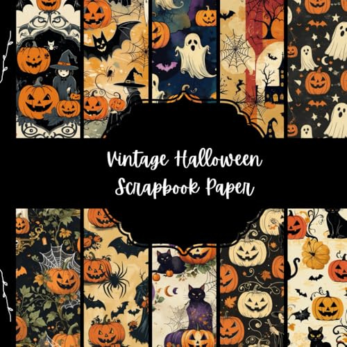 Vintage Halloween Scrapbook Paper, Spooky Retro Junk Journal Paper, Creepy Decorative Paper, DIY Projects, Origami, Collage Sheets, Decoupage Paper, 10 Designs, Double Sided
