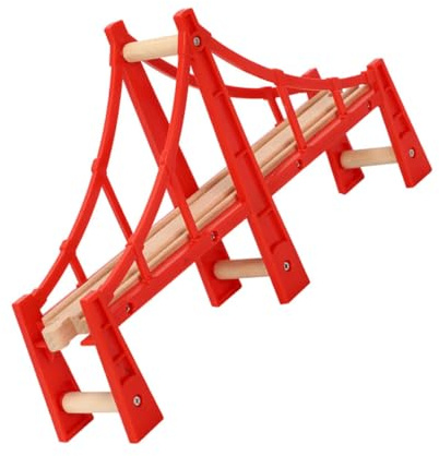 Sewroro Ponte Ferroviario in Legno Rosso per Binari del Treno Giocattolo Cavalcavia Compatibile per Dai 3 Anni Accessorio Modellino Fai da Te per Trenino Giocattolo Creativo