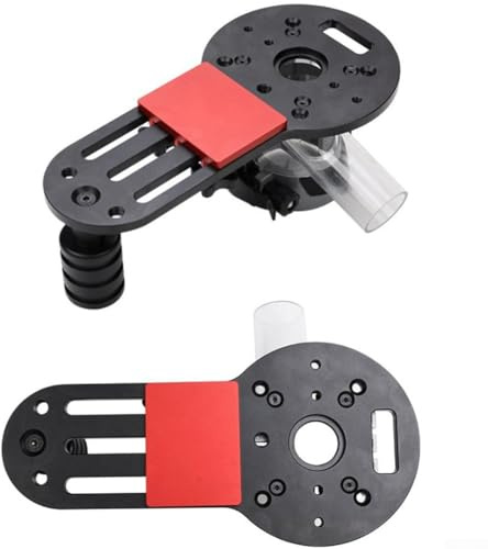 Posicionador de ranura para máquina de corte de base de enrutador con cubierta de recogida de polvo para carpintería, construcción de aleación de aluminio, puerto de polvo de 32 mm, márgenes de ranura