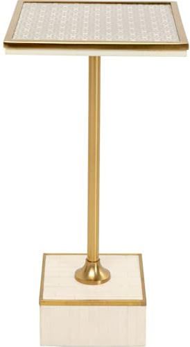Kare Design Beistelltisch Grazia, Weiß/Gold, 25x25 cm, Ablagetisch, Couchtisch, Wohnzimmertisch, Blumenständer