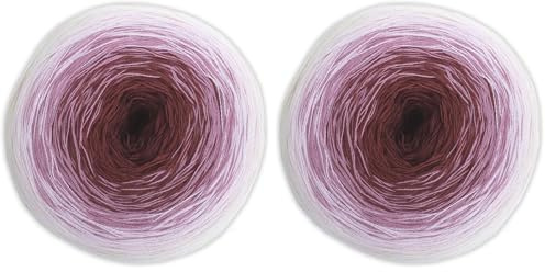 Farbverlaufsgarn Bobbel 4-fädig 1000m, Woolly Hugs Bobbel Cotton XXL color 607, zum Stricken oder Häkeln, 250g (Packung mit 2)
