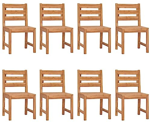 Nqyjm Trädgårdsstol för utomhusbruk, 8 stycken, teak, robust, för trädgård, strand, balkong, terrass, camping, modell 2