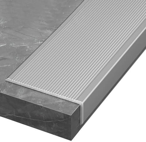 Treppenkante Treppenwinkel Treppenkantenprofil In L-Form Aluminium Breite 30-100mm, silberne wasserdichte Treppenstufe für Parkett und Laminat(W 100 x H 30 mm)