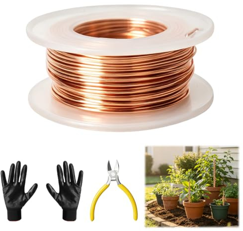 Electroculture Gardening Kupferdraht,23m 99,9% Reiner 20Gauge Blanker Draht | für DIY Gartenarbeit, Pflanzen und Gemüseanbau, mit Schere und Handschuhen (20 Gauge / 0,8mm)