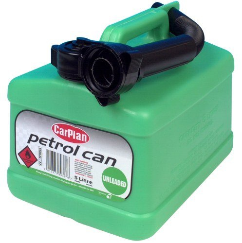 CarPlan Petrol Can 5 Litre Unleaded Green Cap Oil Spirit Fuel Motor 5L Jerry Transport and Storage Ideal For Cars Vans 4x4's Caravan Motorhomes Garage Car Includes Spout