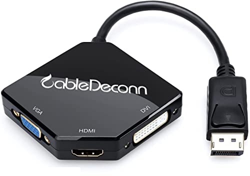 CableDeconn Big Displayport DP to Hdmi/dvi/vga Male to Female 3-in-1 Adattatore Convertitore Cavo