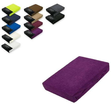 Sábana bajera de rizo, con goma en el borde, disponible en diferentes tamaños y colores, algodón rizado, morado, 60 - 70 x 140 cm