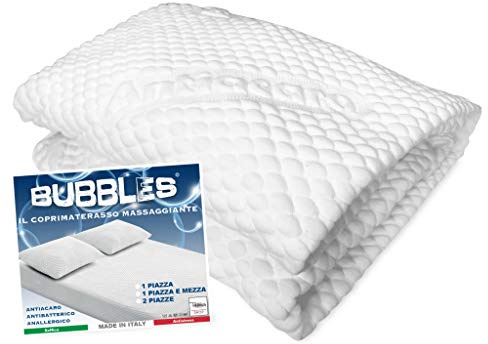 Coprimaterasso Bubbles Massaggiante Antiacaro Anallergico - Poliestere Bielastico con Angoli Elasticizzati - Made in Italy - 1 PIAZZA E MEZZA