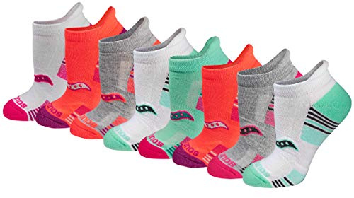 Saucony Women's RunDry Performance 8, 16 Pairs Heel Tab Athletic Socks, S-L, Assorted Light (8 Pairs), Medium