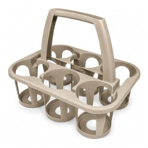plastific 6 Bottle Beer Carrier with Handle for Bar, Garden, Picnic and Parties, Taupe