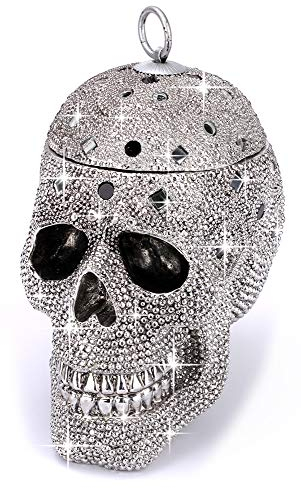 k/A Schädel Silber, Schmuckdose Totenkopf, Schädel Aufbewahrungsdose Silber, Skull Dose XL Metallic Finish