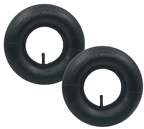 Lot de 2 chambres à air 4.10/3.50-4 avec valve droite TR-13, chambres en caoutchouc renforcé pour brouettes, tondeuses à gazon, diables, chariots de jardin, remorques
