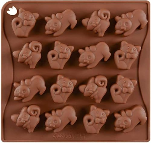 Selecto Bake DIY-Silikon-Backformen mit 16 Mulden, Katzenform, Pfannen, Süßigkeitenformen, Schokoladenform, Eiswürfelformen