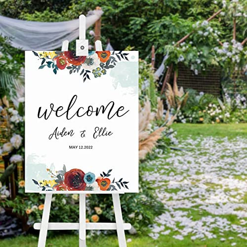 Panneau de bienvenue en bois personnalisé pour mariage - Panneau de bienvenue de mariage élégant vertical - Panneau de bienvenue pour réception de mariage - 50,8 x 40,6 cm