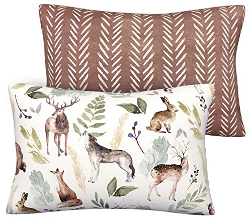 Pobibaby – 2-pack premium örngott för småbarn – ultramjuk jerseystickning – spjälsängskudde, barnkudde, överdrag för resekudde (Wildlife)