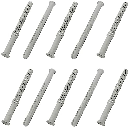 AERZETIX - C67079 - Set di 10 tasselli universali 8x100mm con flangia smussata/fresata - in poliammide - muratura fissaggio calcestruzzo mattone cemento lavori edilizia vite costruzione