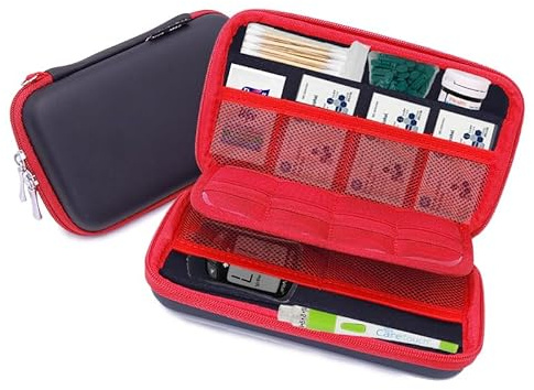 Trousse de voyage pour fournitures pour diabétiques - Petit organisateur pour appareil de lancement, lancettes, aiguilles, glucomètres, bandelettes de test et autres accessoires de soins du diabète,