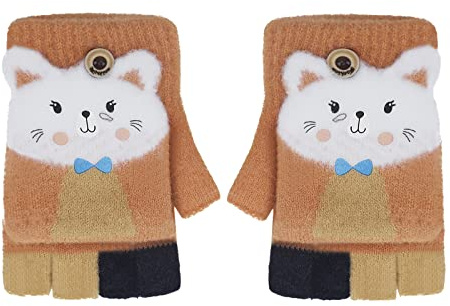 Herbst Winter Baby Warme Kinder Fingerlose Handschuhe - Kleinkind Strickhandschuhe Mit Klappe Halbfinger Mit Flip - Winterhandschuhe Thermo 1-5 Jahre Mädchen