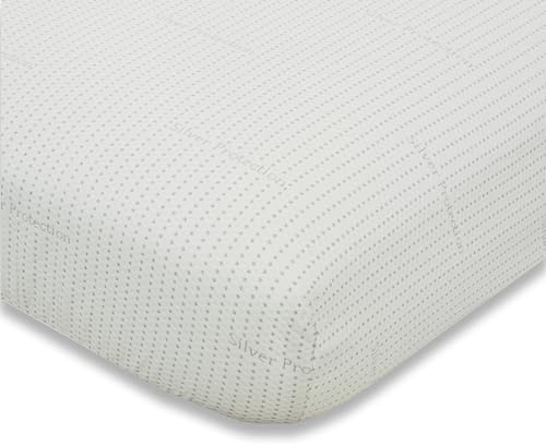 Coprimaterasso Ioni d'Argento, Proteggi Materasso Fibra Argento Silver Traspirante Anallergico Protezione Antibatterica, 100% Poliestere, Bianco (Singolo)