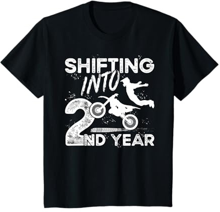 Kids 2nd Birthday Party Dirt Bike Boy 2 Year Old Dirt Biker T-Shirt