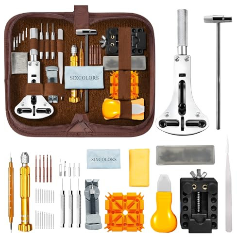 SIXCOLORS Uhrenwerkzeug Uhrmacherwerkzeug Uhren Reparatur Set: 149-tlg Uhrenwerkzeugset enthält Uhren Batteriewechsel Uhrenarmband Werkzeug Uhrenöffner Federstegwerkzeug