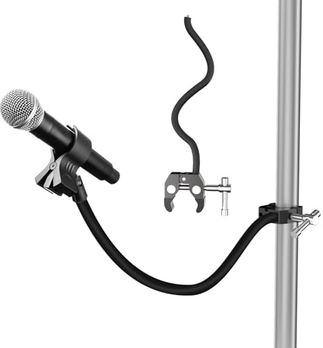 Mippko Soporte de micrófono de cuello de cisne, brazo ajustable flexible de 19.7 pulgadas, clip de micrófono de 3/8 a 16 a 5/8 pulgadas-27, compatible con Shure/Fifine / AT2020 / Pyle/Blue