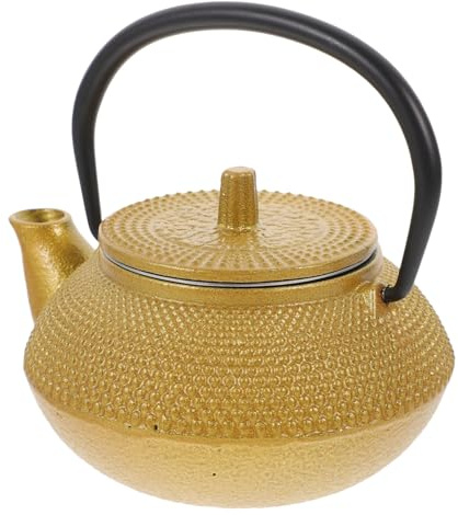 OFFSCH Tetera de Hierro Fundido Dorada de 300ml Asa, para Hervir Agua en Estufa, Vajilla Resistente al Calor Adecuado Hogar