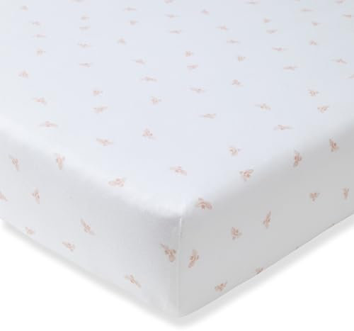 Burts Bees Spannbettlaken für Babybett, einfarbig, Bio-Baumwolle, passend für Standardbetten und Kleinkindermatratzen, Säuglings-Essentials, 71,1 x 132,2 x 14,9 cm