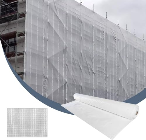 Gerüstplane mit Ösen | schwer entflammbar (DIN4102 B1) | 2,70m x 10m | 200 g/m² Ösenbandplane UV-stabilisiert, lichtdurchlässig | Schutzplane für Baugerüste, Baustellen & Abdeckungen und Garten