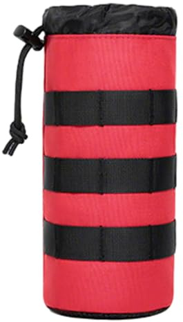 CZAKOMIX Soportes Tácticos para Botellas Molle, Portador de Botella de Agua al Aire Libre, Cordón Superior y Malla Inferior, para Senderismo Caza Camping (Rojo)