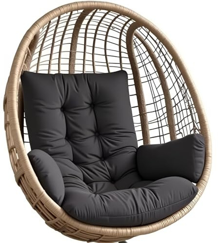 RTSFKFS Hängesessel Outdoor Kissen Schaukelstuhl Auflage -Sitzkissen for Schaukelsessel Hängeschaukel Und Hängesitz Polster Mit Armlehnenkissen(Schwarz)