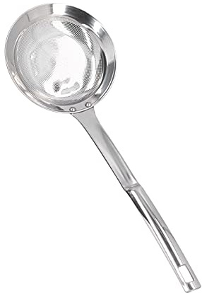 Pwshymi Schiumarola a Rete in Acciaio Inossidabile, Cucchiaio per Schiumarola a Maglia Fine con Manico Lungo per Utensile da per Sugo e Brodo