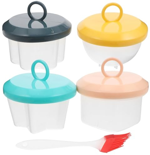 MOTHNUR Stampo per Cuocere Uova al Vapore in Microonde, Cuociuova Creativo in Plastica Resistente al Calore Pennello per Olio, per Colazione Veloce e Preparazione Alimenti Colore Casuale