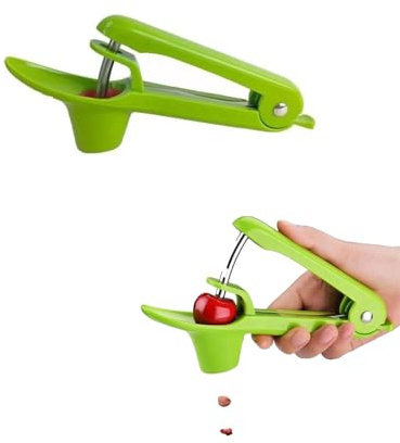 YIPFEN 1 Pièce Dénoyauteur Cerise Vert – Entnoyautage Facile, Rapide & Propre sans Éclaboussures, Outil Manuel Ergonomique pour Cerises, Olives, Prunes, Fruits Frais, Salades & Pâtisseries