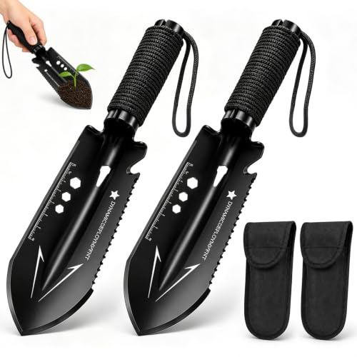 Mini Garden Shovel, 9 in 1 Portable Ultralight Small Camping Shovels with Carry Bag