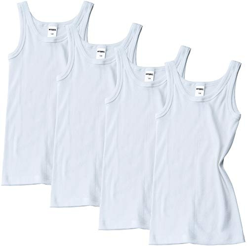 HERMKO 2800 - Lot de 4 Maillot de Corps Garçon en 100% Coton Biologique, Soumis au contrôle des substances nocives