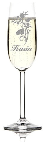 polar-effekt 1 Sektglas inkl. Gravur mit Motiv und Name schöne Geschenk-Idee für Champagner-, Prosecco- und Sekttrinker